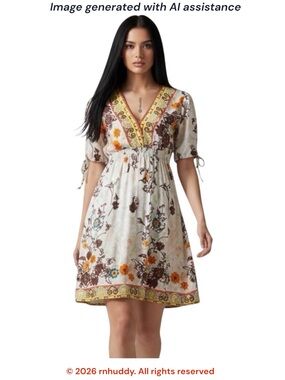 Arden B. XS boho 100% silk mini dress